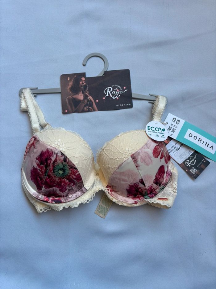 NEUF - Soutien Gorge 85B Dorina crème fleurs