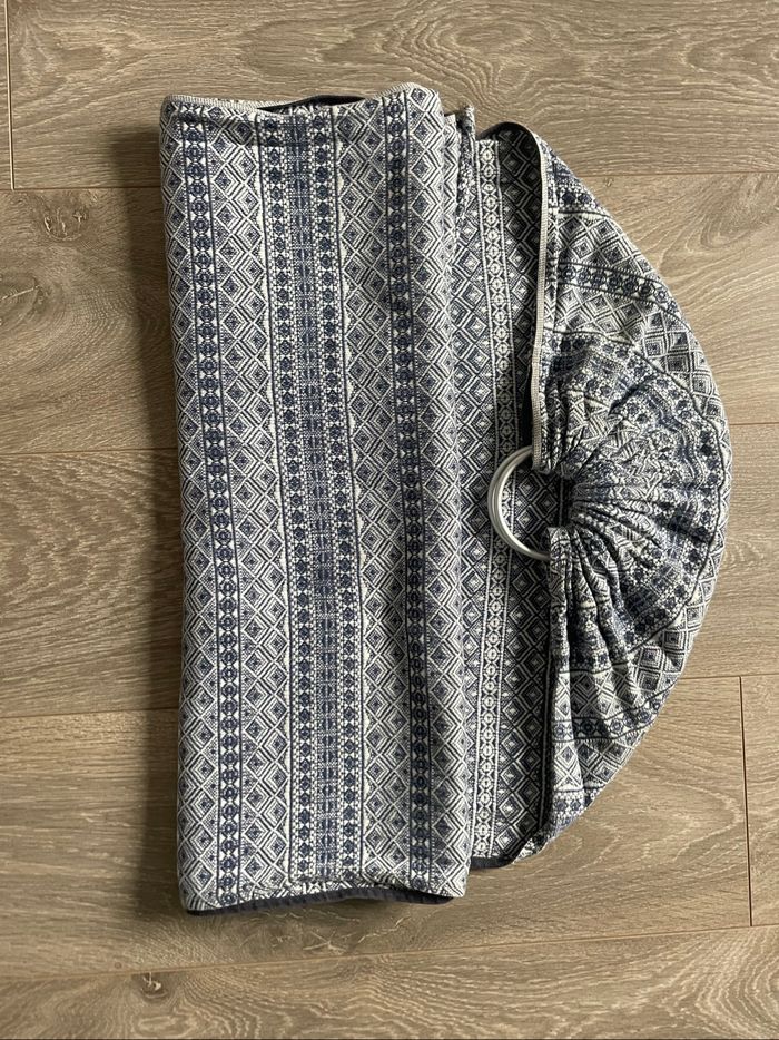 Portage sling ringsling de la marque Didymos prima coure Datk bleue and White 100% coton - photo numéro 2