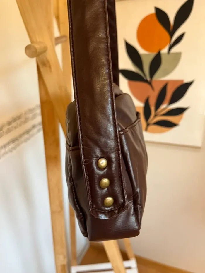 Sac baguette vintage y2k en cuir synthétique marron excellent état[ref 2507SBr136] - photo numéro 5