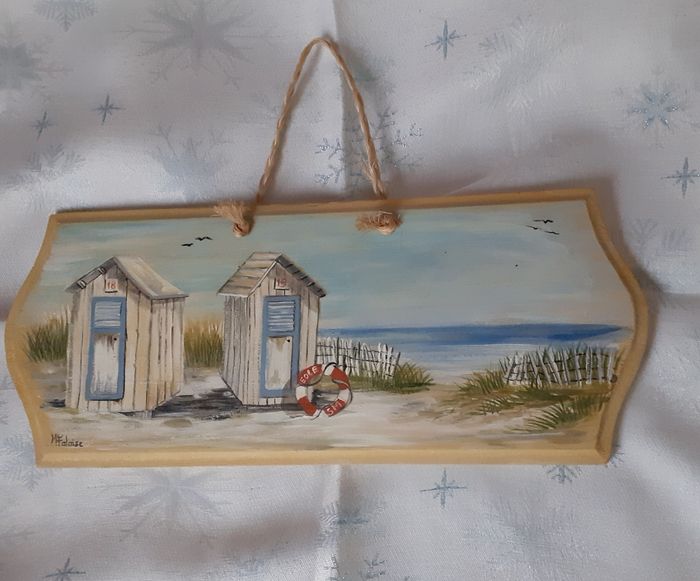 Pancarte décorative en bois *motif cabanes de plage - photo numéro 3