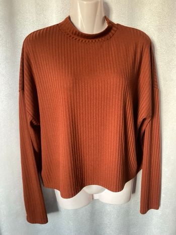 Pull léger crop top marron brique L Stradivarius