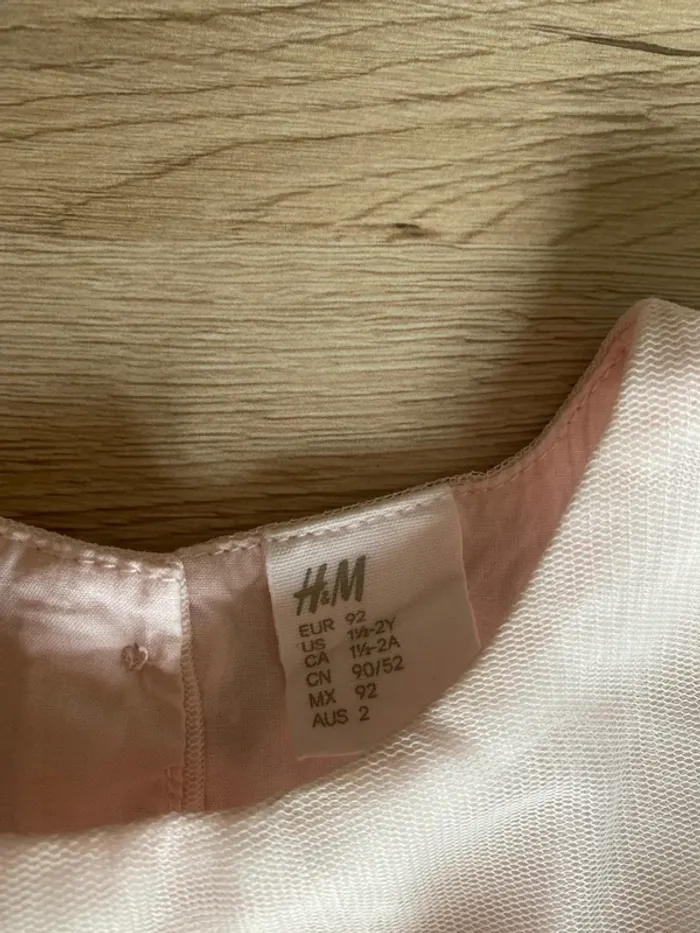 Robe de cérémonie rose tulle fleurs bébé fille 24 mois H&M - photo numéro 3