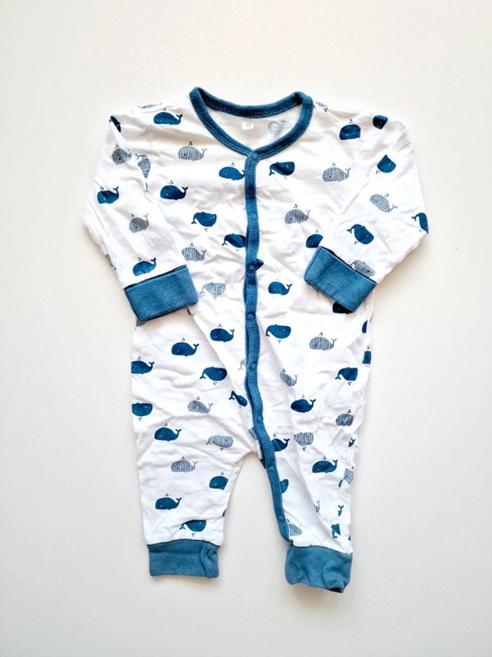 Zeeman - Grenouillère / pyjama une pièce / dors bien sans pieds - Baleines (3 mois)