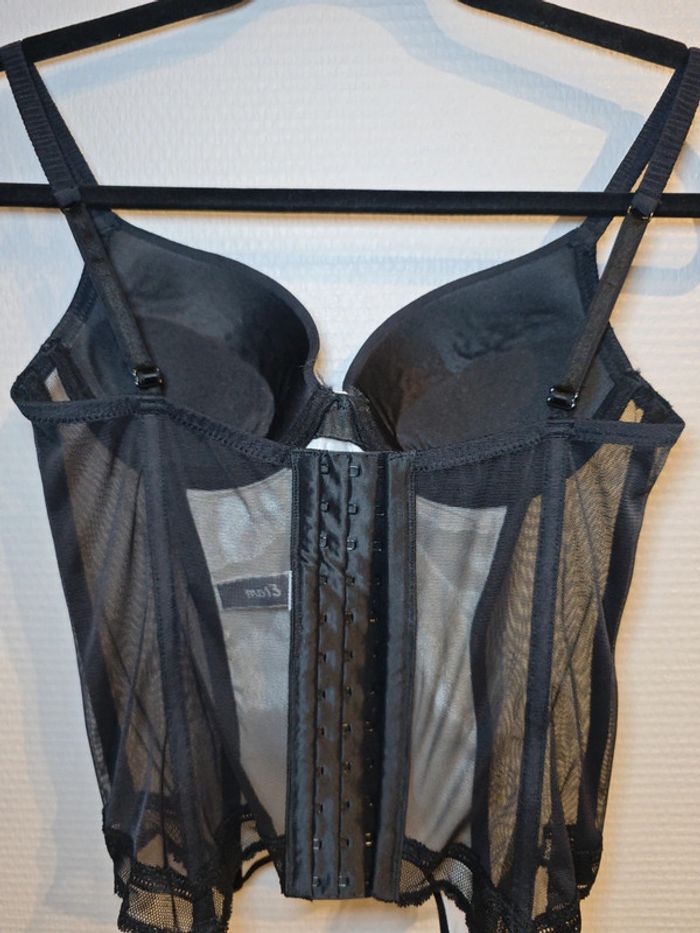 Corset Etam noir et blanc en satin et dentelle - photo numéro 5