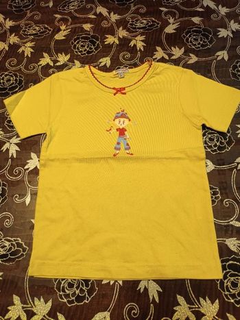 Tee-shirt manches courtes jaune imprimé petite fille