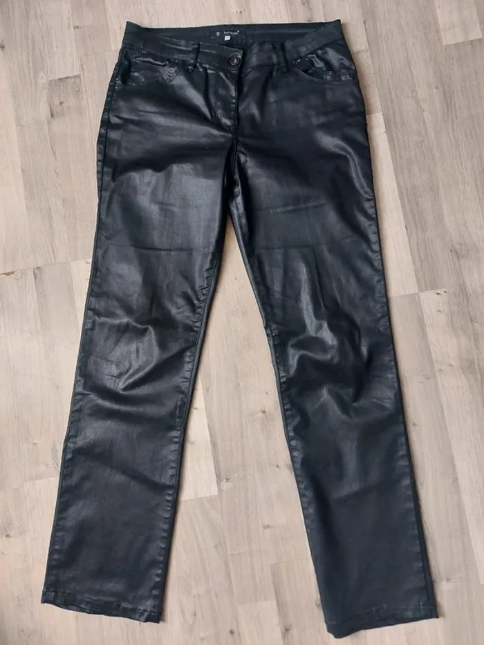 Pantalon enduit noir "Kanopé" - photo numéro 2