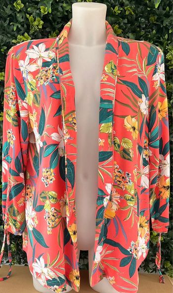 Veste/blouse/blazer orange fleuri Promod pour femme, taille : 42