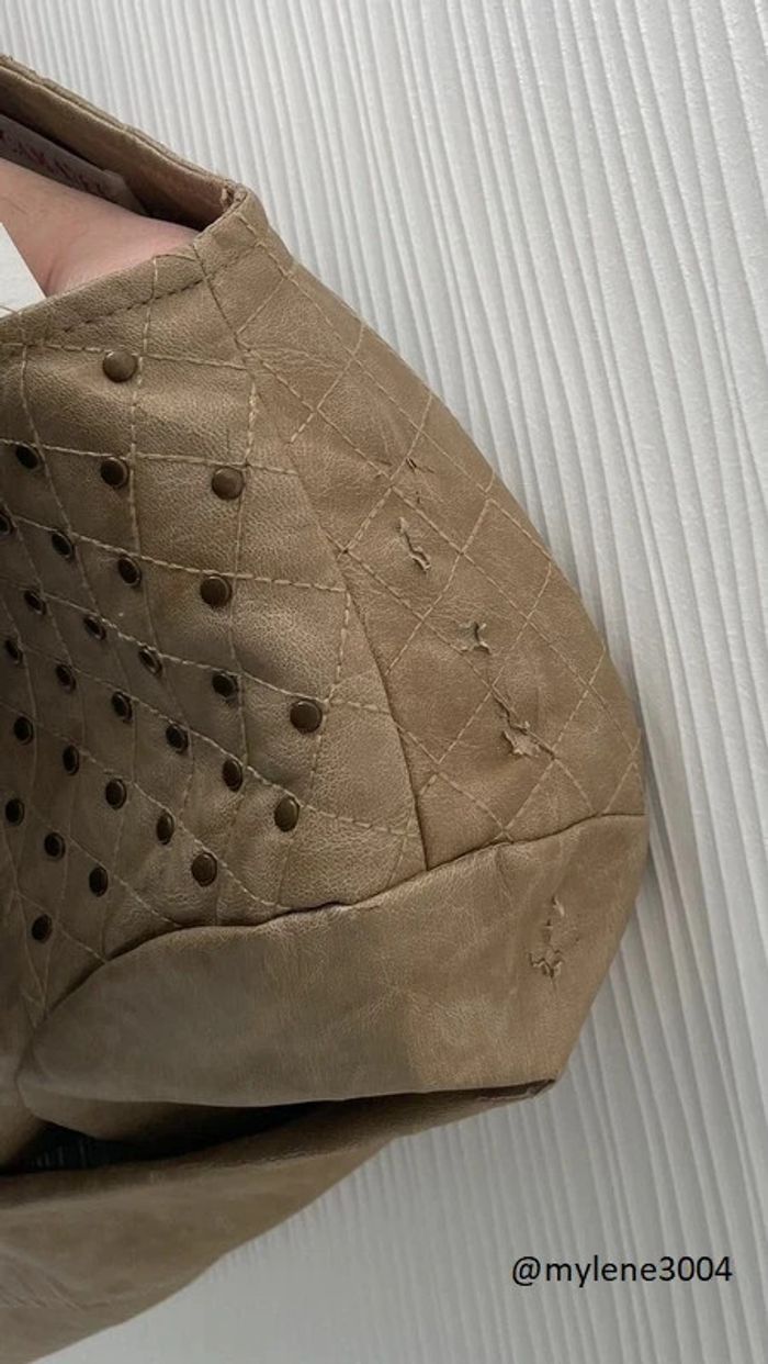 Veste perfecto classe similicuir beige marron camel avec poches et strass fermeture éclair - photo numéro 8