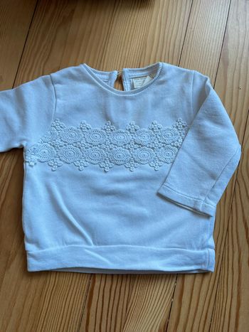 Sweat Zara blanc 3-6M