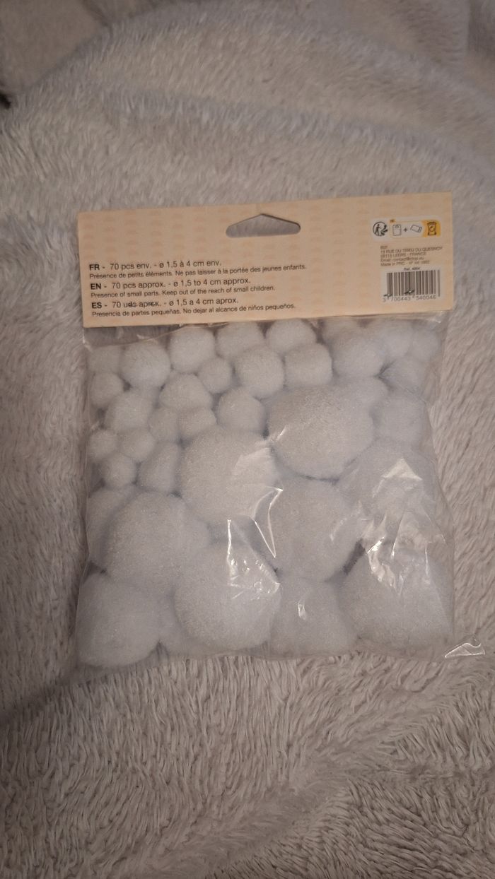 Lot de 72 pompons blanc - photo numéro 2