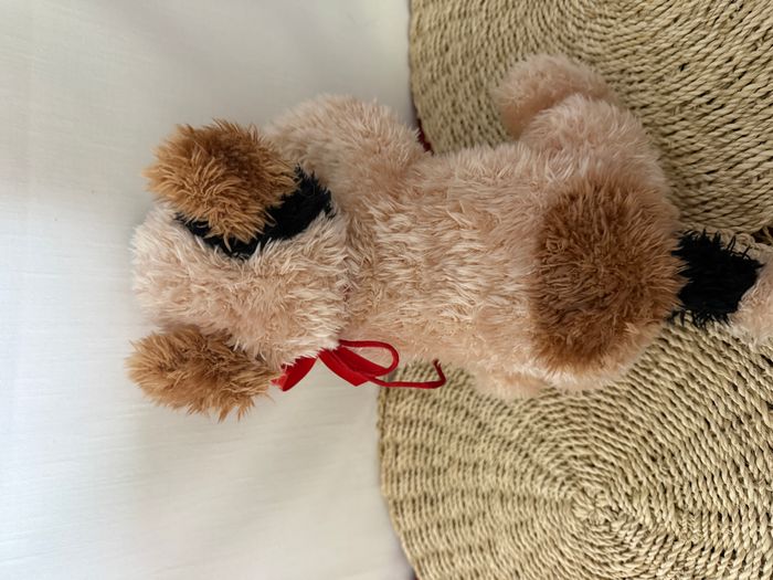 Vintage Gund Puddles Tan Peluche Chiot Chien Collier Rouge - photo numéro 6