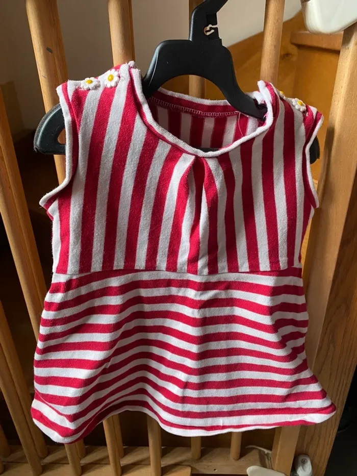 Robe marinière rouge épaisse bébé fille