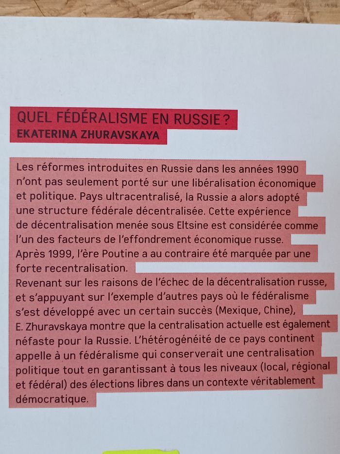 Livre " quel fédéralisme en Russie ?" - photo numéro 2