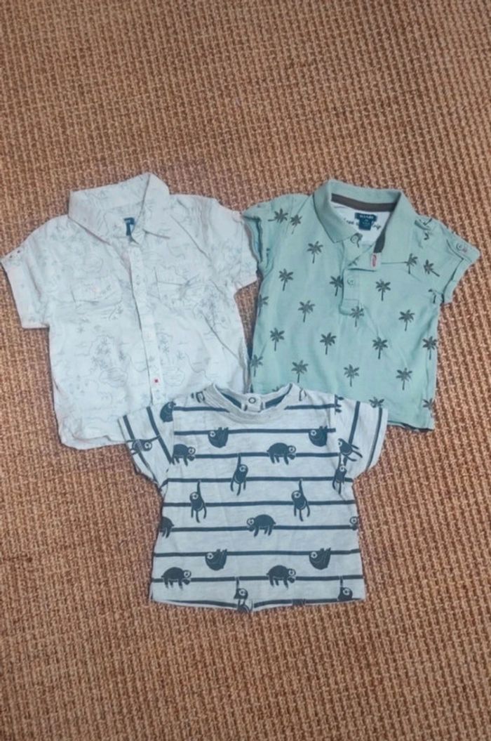 Lot 7 hauts manches courtes t-shirt polo chemise 3 mois - photo numéro 2