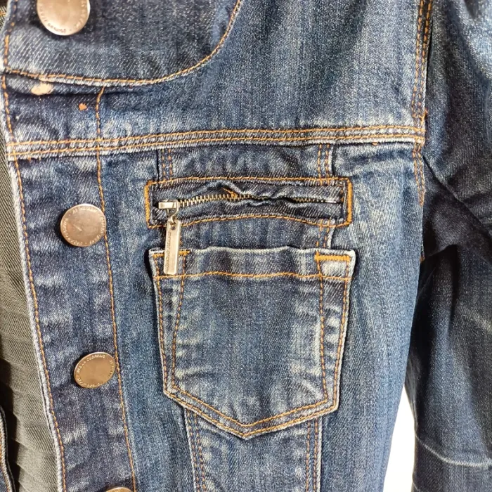 Veste en jean Bonobo col large boutonnée bleu brut avec détails zippés T38 A1469 - photo numéro 7