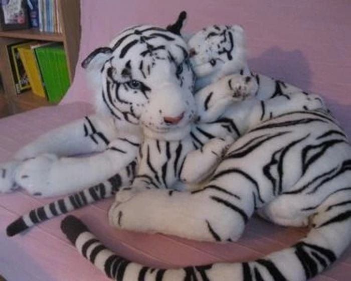 Grande peluche Tigre blanc et son bébé - photo numéro 2