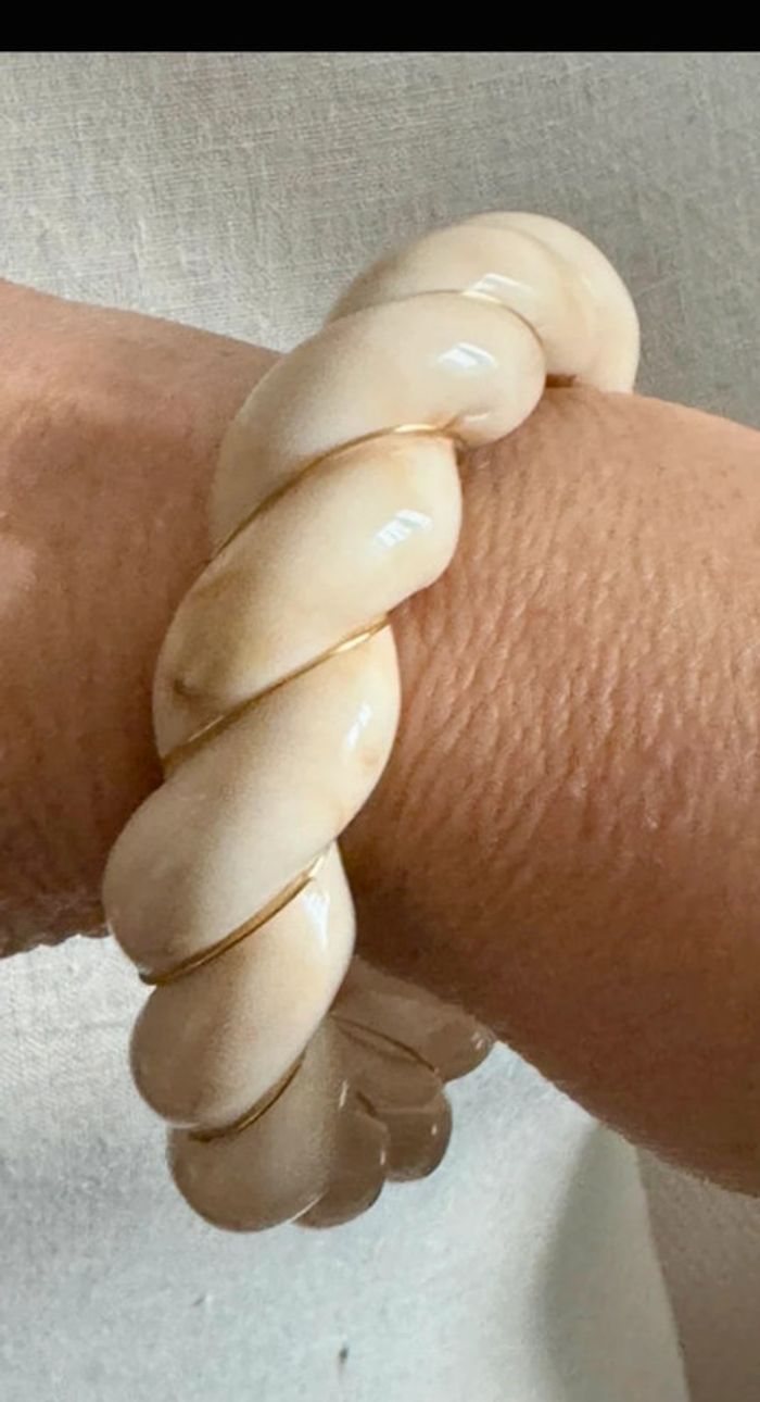 Bracelet jonc mile Mila torsadé fil or acier inoxydable taille M mile Mila - photo numéro 4