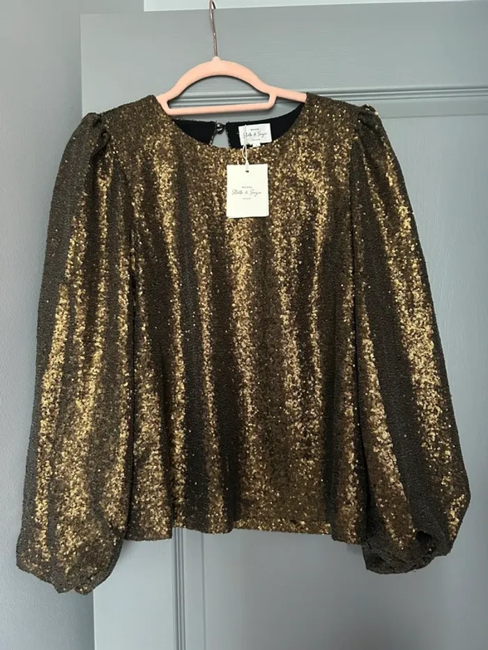 Blouse Stella & Suzie t. L sequins dorés neuve Héloïse