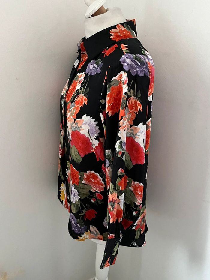 Chemisier satiné à fleurs Zara S - photo numéro 2