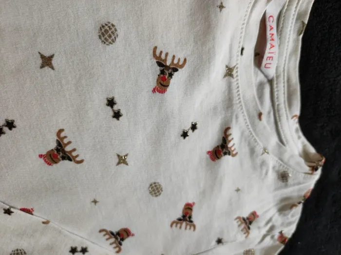 T-shirt manches longues 4 ans blanc motif Rennes brillant - photo numéro 4