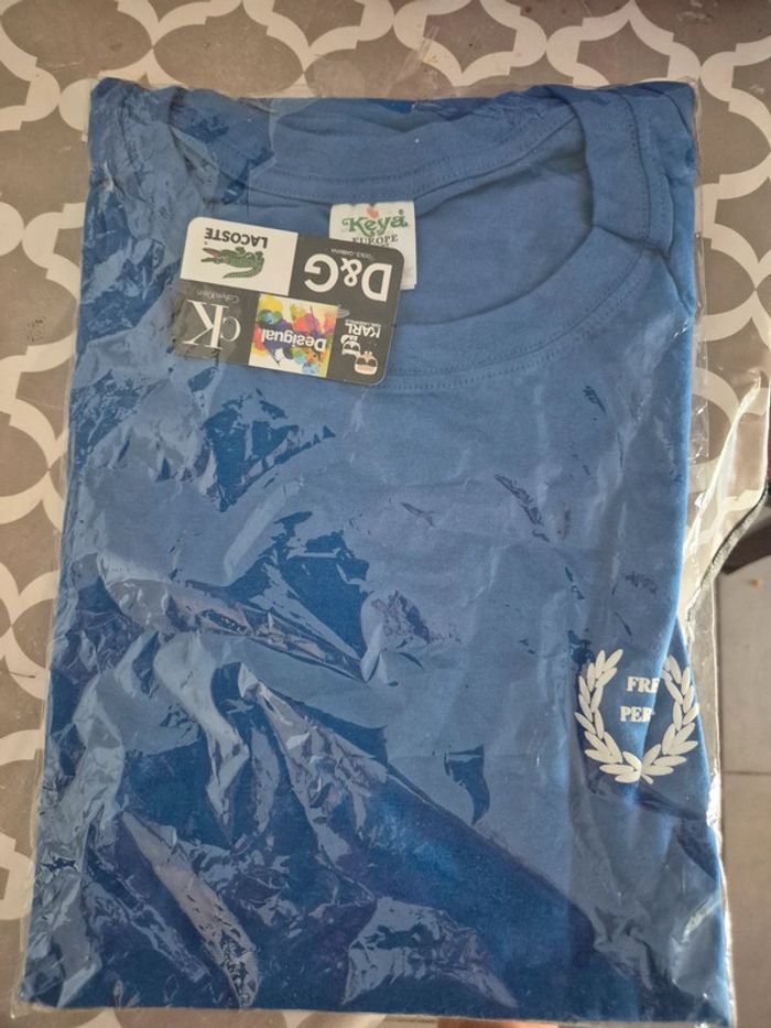 T-shirt homme bleu à manches courtes Keya neuf, taille 2XL
