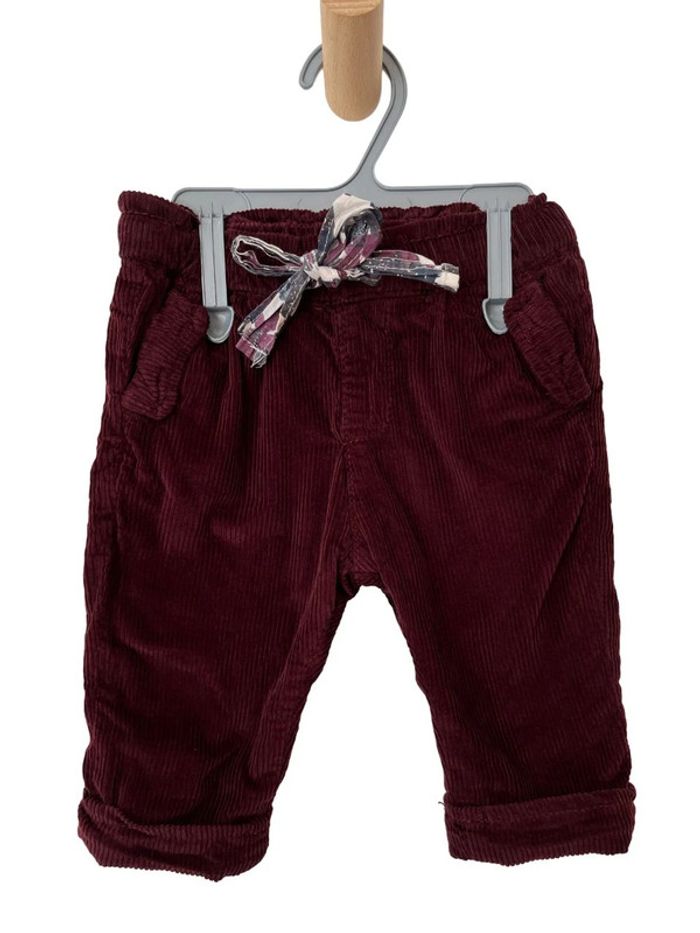 Pantalon bordeaux en velours côtelé - Zara 3-6 mois (68cm)