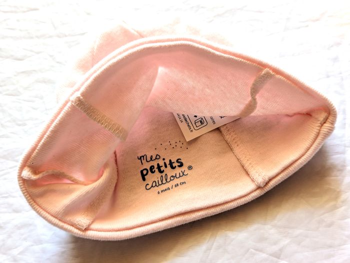 Bonnet Mes Petits Cailloux Rose Dessin Carré Tête Ourson Faune Accessoire Petits Enfants Bébés - photo numéro 4