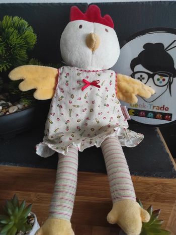 Doudou Poupée Corolle Poule Jaune Blanche Robe Légumes Grelot #geektradedoudou