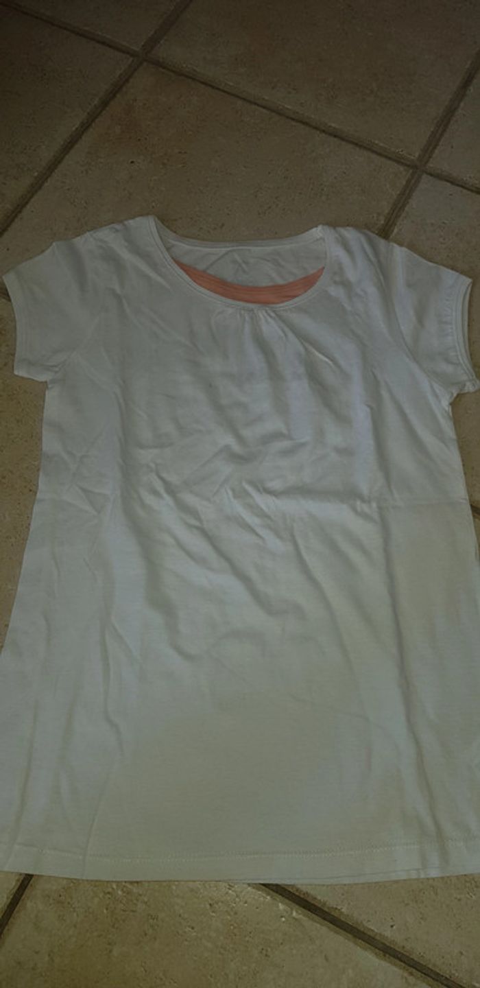 Tee-shirt manches courtes blanc et saumon