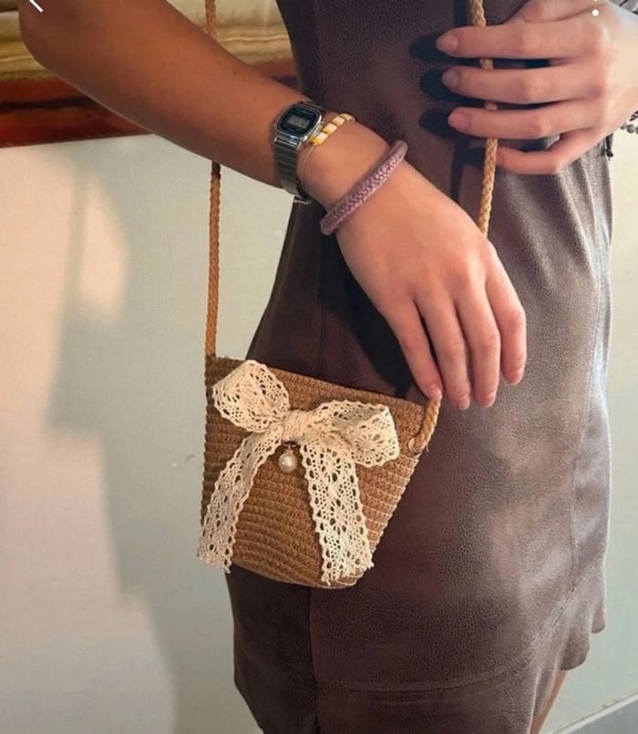 A5 petit sac à main paille bohème nature tendance - photo numéro 2