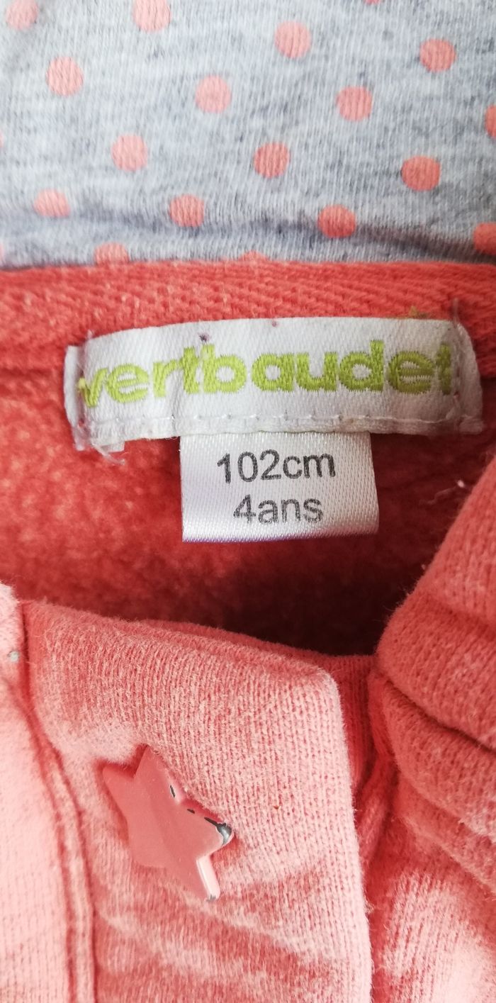 Vertbaudet veste sweat 4 ans - photo numéro 2