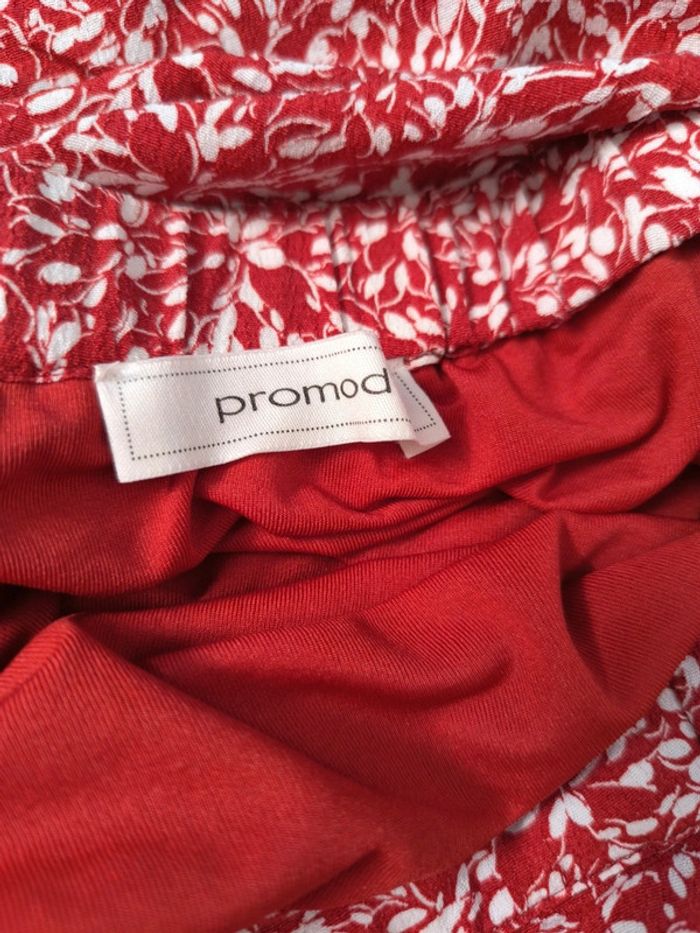 Jupe fleurie fluide doublée Promod Rouge Foncé - Taille 44 - photo numéro 6