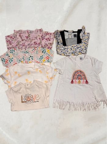 🌷Lot de 6 hauts manches courtes bébé fille taille 6 mois🌷