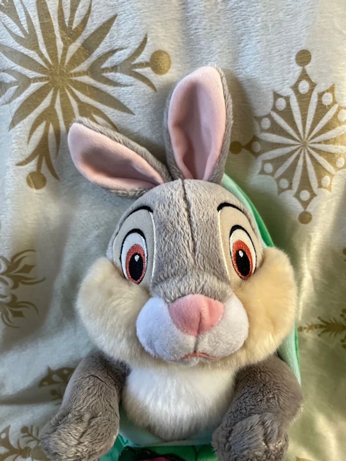 Peluche Panpan lapin Bambi Disney Babies Disneyland Paris couffin couverture vert fleur - photo numéro 2