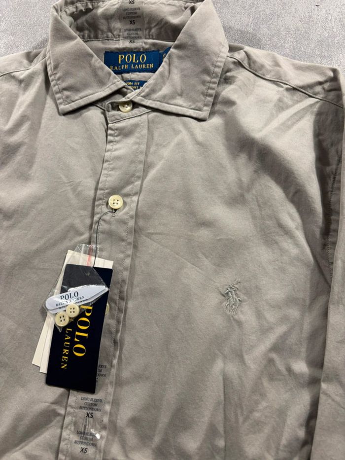 Chemise Ralph Lauren Gris logo brodé Gris Taille XS Neuf avec étiquette - photo numéro 3