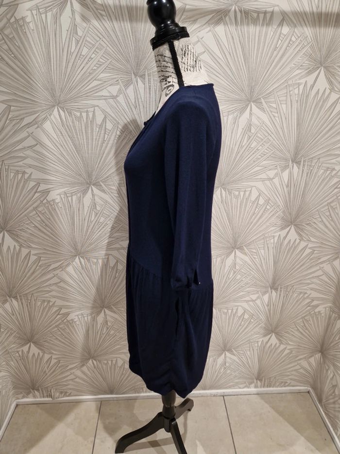 Jolie robe manches 3/4 bleu marine Promod taille 36 - photo numéro 4