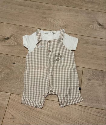 Ensemble t-shirt + salopette Sucre d'orge taille 6 mois