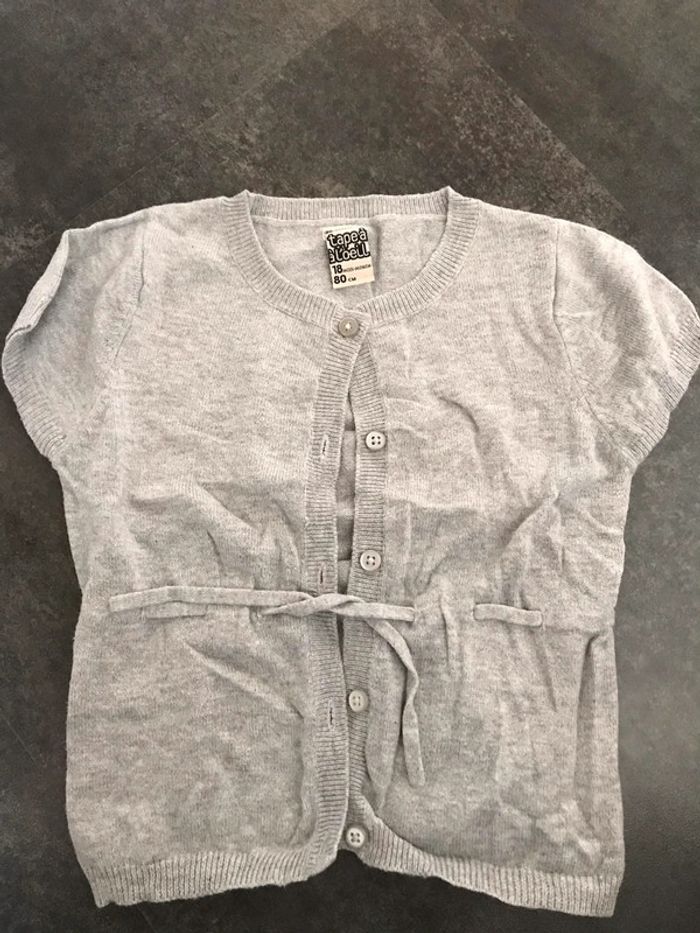 Gilet manches courtes fille gris 18 mois Tape à l’œil