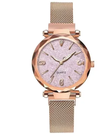 Montre de luxe à Quartz avec cadran pour femmes, ensemble de montre Simple en maille or Rose