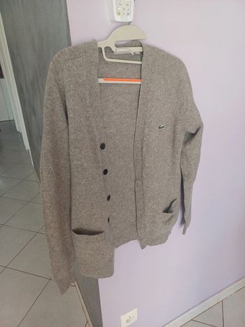 Gilet lacoste femme gris très bon état logo brodé vert taille XL