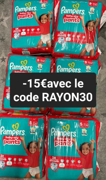 Six pack de couche Pampers taille 5 culotte