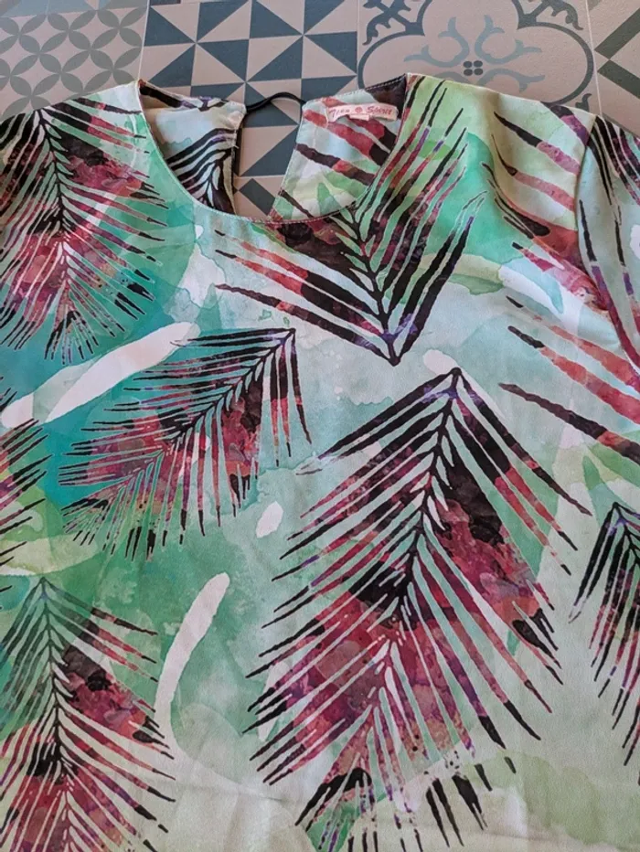 Robe fluide courte L vert et rouge - photo numéro 3