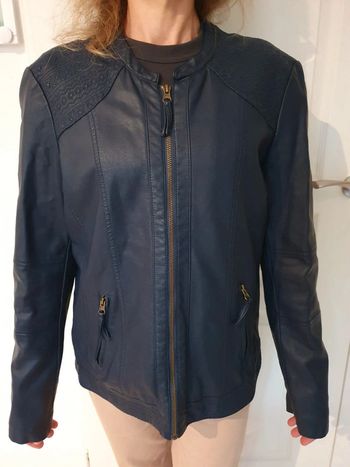 Veste simili cuir bleu marine