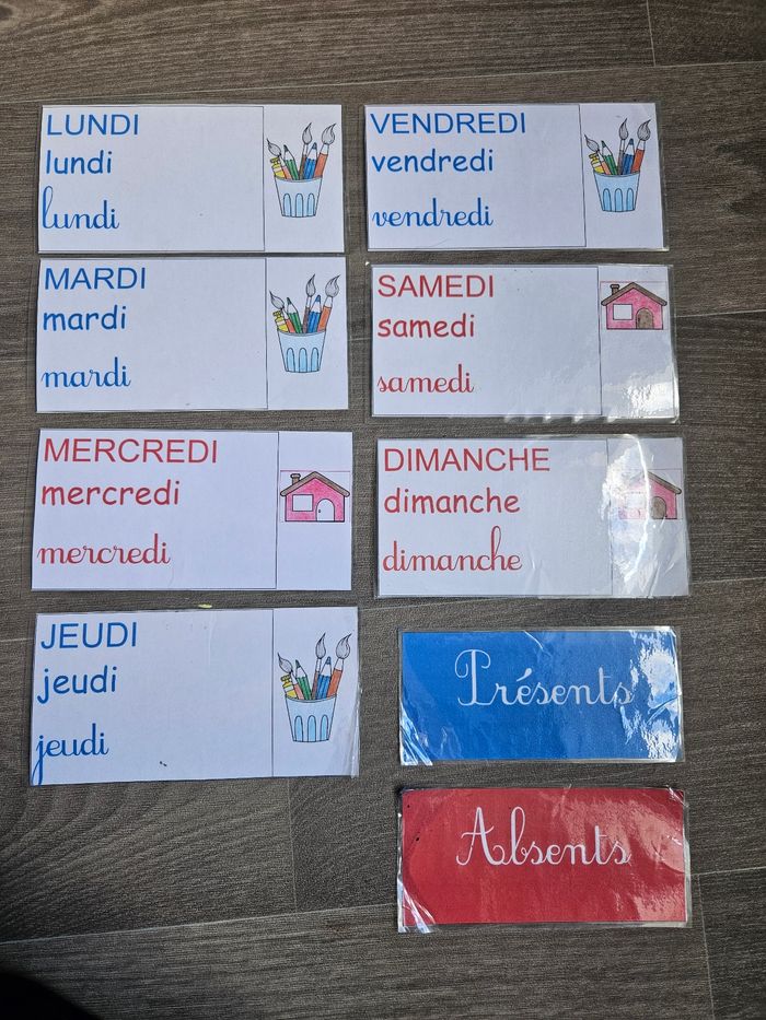 Lot étiquettes date et présence maternelle
