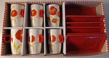 LOT NEUF de 6 tasses porcelaine MAISONS DU MONDE avec 6 soucoupes rectangles