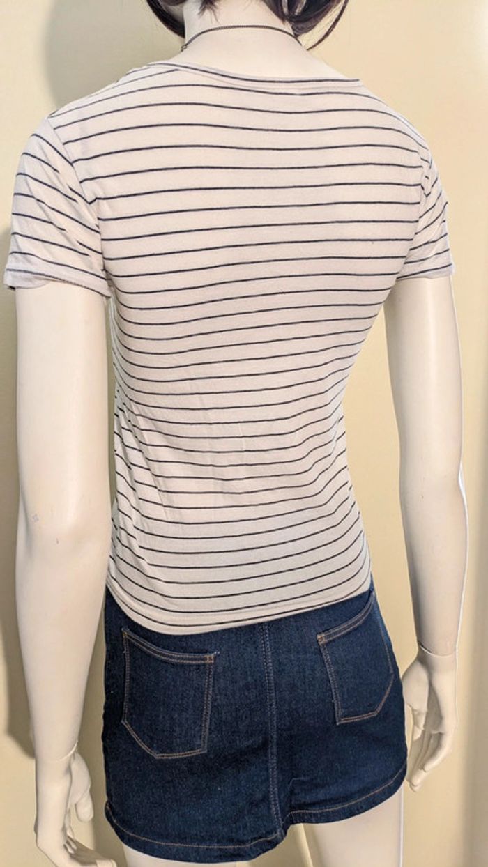 T-shirt blanc rayé motif citron pailleté - photo numéro 3