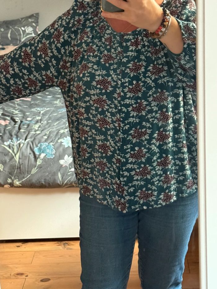 Superbe Blouse fluide en viscose fleurie neuve Monoprix 🌸 40 42 - photo numéro 7