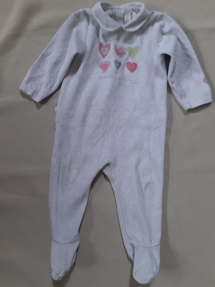 Pyjama velours fille - cœurs - obaïbi - 12 mois - photo numéro 2