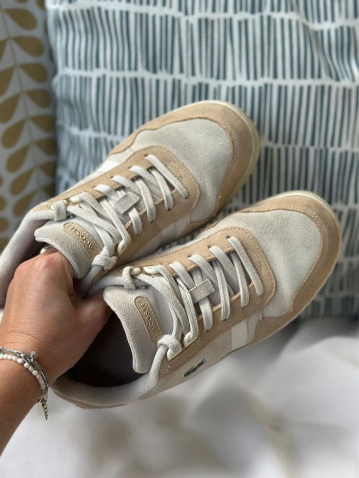 Baskets sneakers Lacoste blanches & beiges – Taille 36 - photo numéro 8