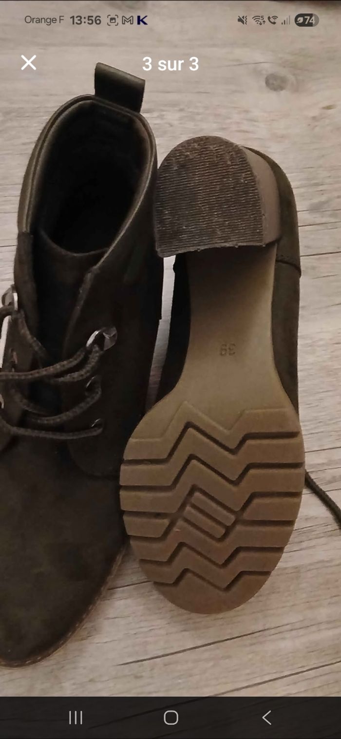 Bottines kaki t39 - photo numéro 3